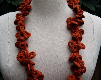 Camel colored, crochet necklace