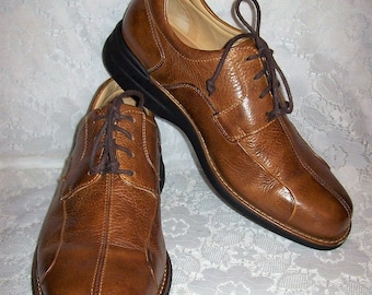 Vintage Men's Brown Sheepskin Leather Split Toe Oxfords by Johnston & Murphy Size 9 1/2 Only 18 USD