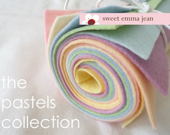 9x12 Wool Felt Sheets - The Pastel Collection - 8 Sheets of Felt
