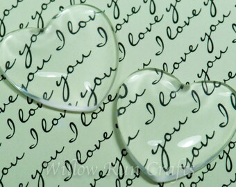 10 Pack 25mm Glass Heart Cabochons (09-11-630)