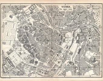 1873 Vienna Austria Antique Map
