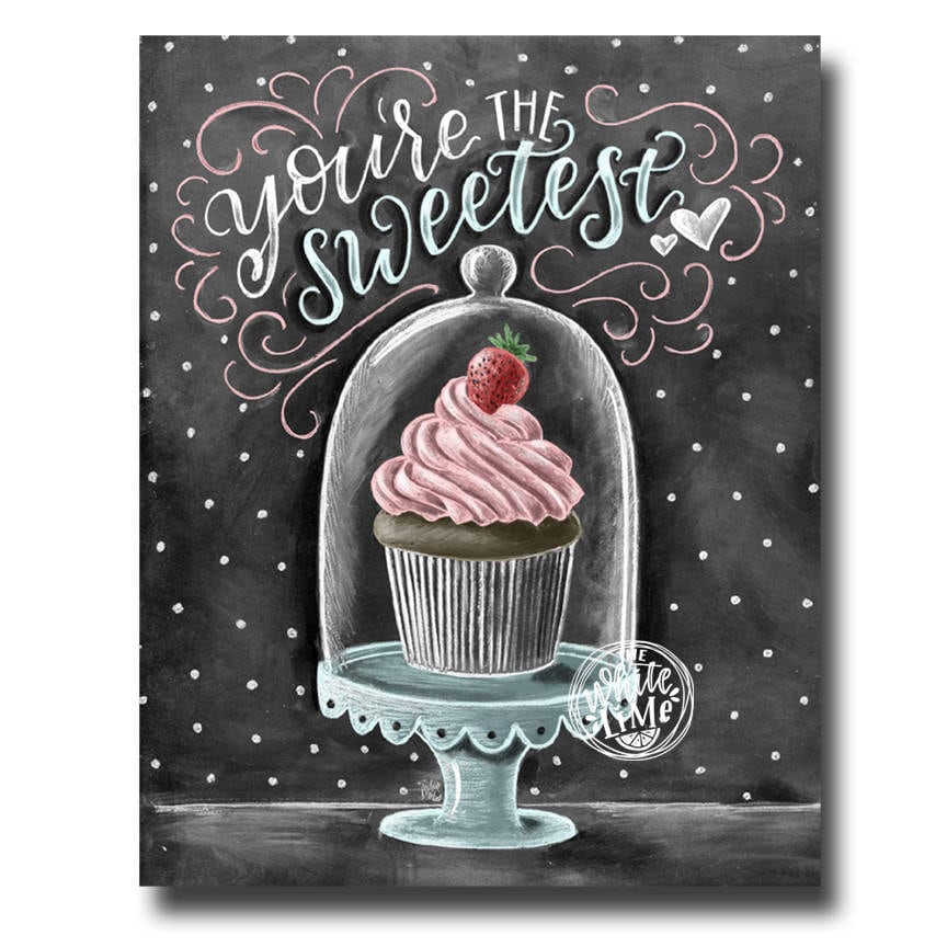 Cupcake Art Chalkboard Art Cupcake Print Valentine's