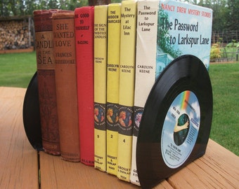 Record Bookends Book Ends for Office Desk Accessories Vintage Vinyl 45 Record
