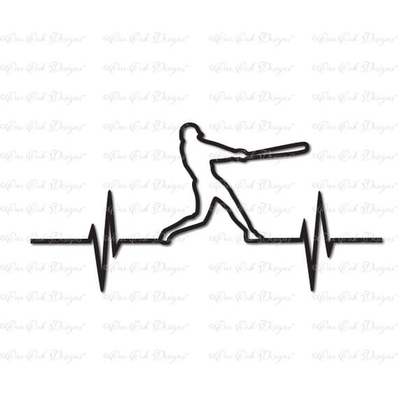 Download Baseball Player EKG Heartbeat SVG File svg / dxf / pdf / png