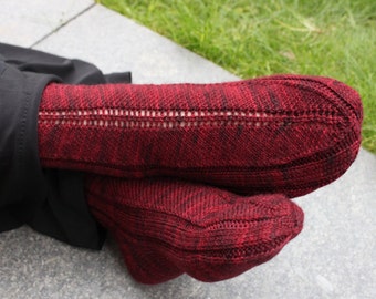 KNITTING PATTERN, Scarlet Autumn Socks, Knit, Knitted, Lace, DIY, Craft, Project, Red, Ribbed, Wool, Sock, One Size Fits All Adults, Teens