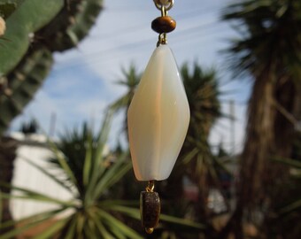 Kumihimo necklace agate-tiger eye