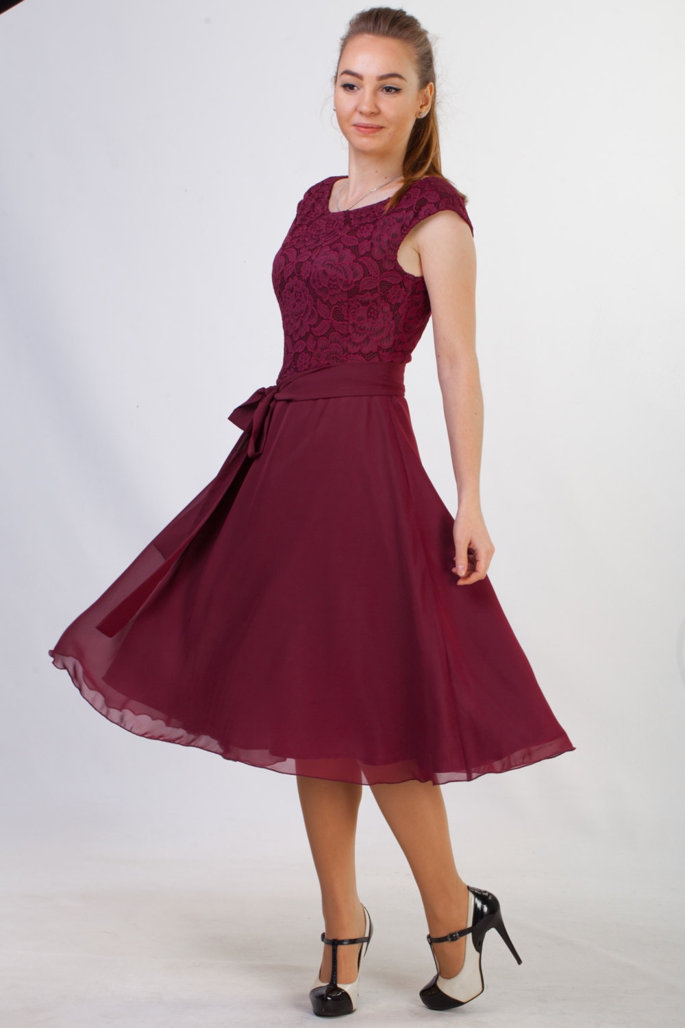 Short burgundy lace dress Short bridesmaid dress Short