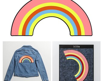 Rainbow Colorful Large Embroidered Iron On Sticker Patch Good Gals Collection