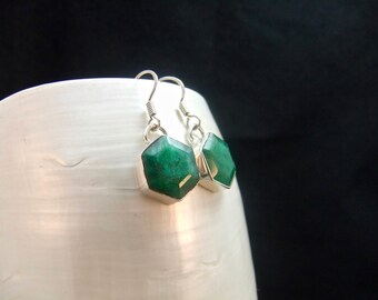 Green Emerald Sterling Silver Earrings