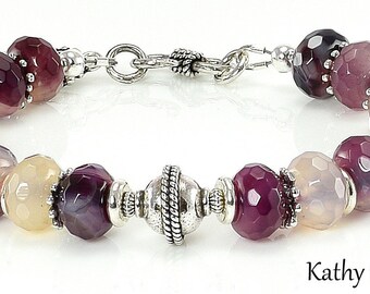 Sterling Silver Bracelet -Sterling Silver Heart Wire and Karen Hill Tribe Bracelet - KTBL