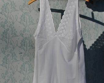 Cotton slip, white slip, white cotton slip, slip dress, vintage slip, vintage slip dress, vintage cotton slip