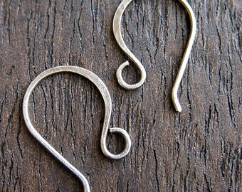 Small Antiqued Hammered Sterling Silver Ear Wires - 1 pair