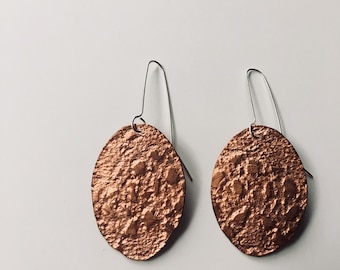 Copper lace texture earrings