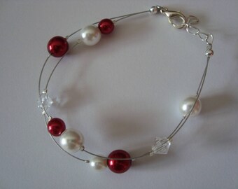 Poppy red and white bracelet