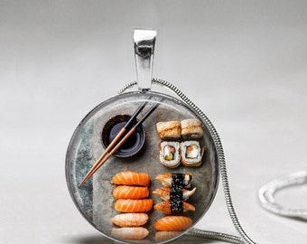 Sushi Necklace - Sushi Plate setting Necklace - sushi jewelry - Gift for Sushi Lover