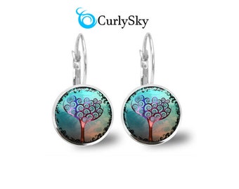 Whimsical Earrings Blue Whimsy Earrings Blue Whimsical Earrings Whimsy Tree Earrings Blue Whimsy Dangles Whimsical Tree Earrings Dangles