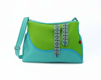 "Sorbet" turquoise and green shoulder bag