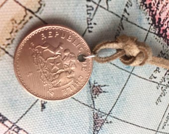 Chile peso coin necklace