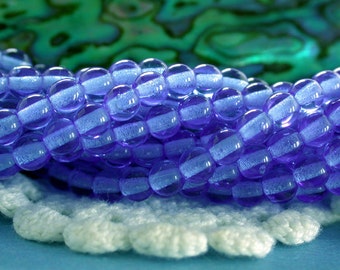 4mm Druks, Czech Glass Druks, Sapphire Druks, Blue Druks, Round Glass Beads, Sapphire Glass Beads, Blue Beads, Druk Beads CZ-233