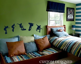 Wall Decals skateboarding -Skateboard Vinyl Wall Decal, Skateboarder Decal, Skateboard Wall Decal for Teen, Kids or Childrens Room 042