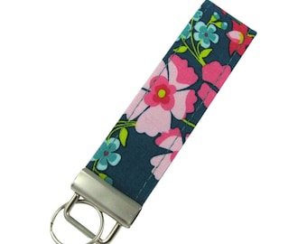 Personalized Key Chain / Key Blue and Pink Modern With Optional Initials
