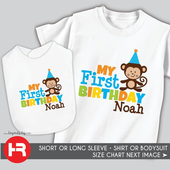 Boy Monkey 1st Birthday Shirt Or Bodysuit Personalized