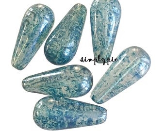 Denim Opal Lumi Dangle Drop Czech Beads 6 Teardrop Glass Beads