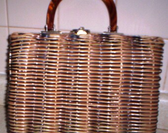 Classic Wicker Handbag in Brown Tones