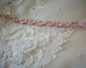 Rococo Antique silk ribbon work authentic 1910s garland