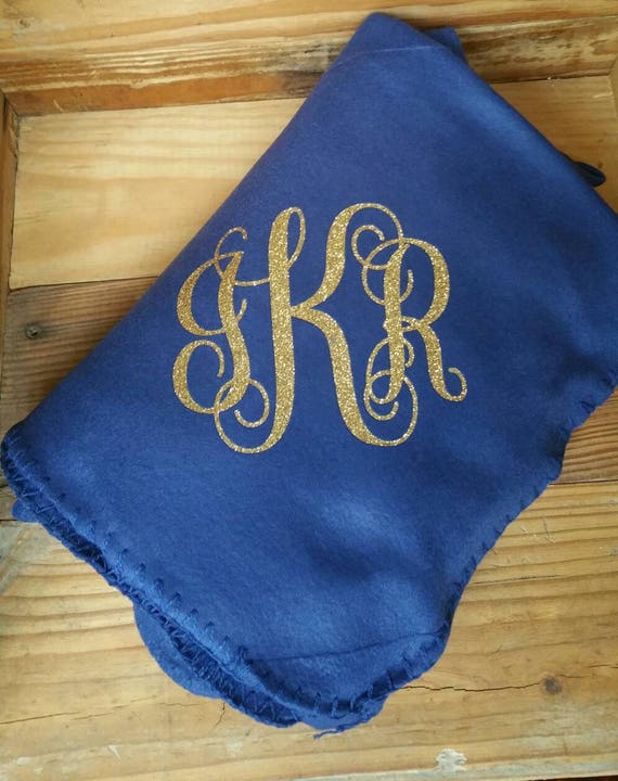 Monogrammed Fleece Throw Blanket/Personalized Blanket/Custom