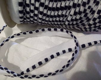 2 meters of piping Navy blue/white 4 mm wide