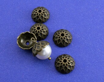 5, 10, 15 pcs- Acorn Bead Cap, Antiqued Brass Acorn Beadcap, Antiqued Bronze Acorn Cap - AB-B41358-8S