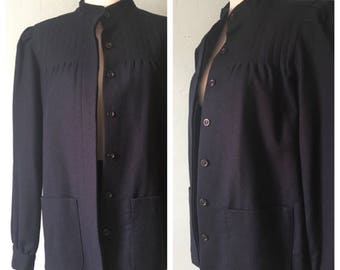 Vintage Deadstock 1960s Navy Blue Wool Coat Jacket