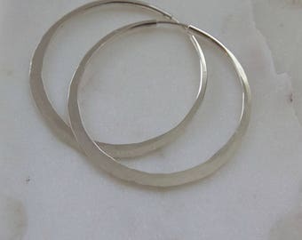 2" Hammered Sterling Silver Hoop Earrings (EH6)