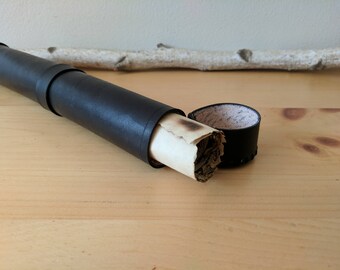 Leather Scroll Case (Black) (Vertical Hanging)