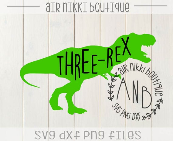Download Three-Rex third birthday three Dinosaur T-rex SVG PNGDXF