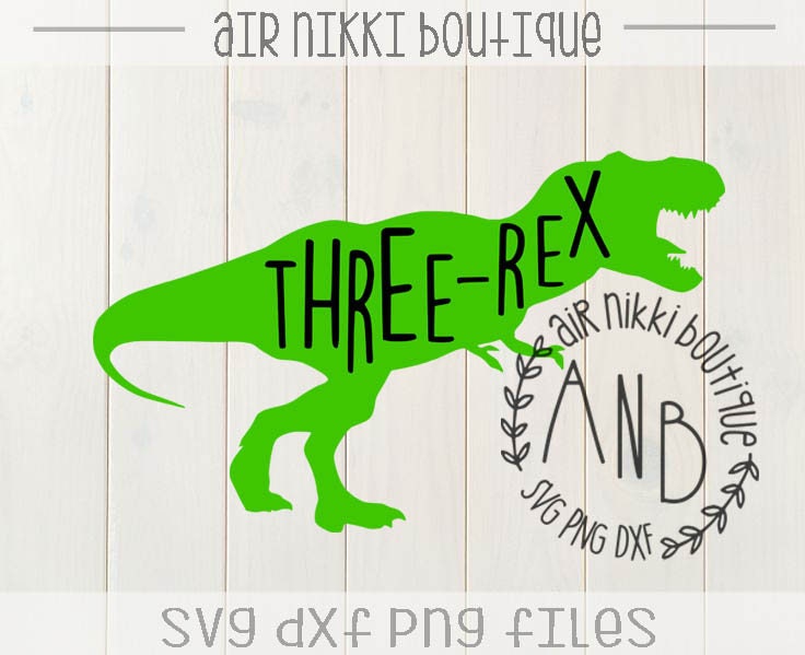 Three-Rex third birthday three Dinosaur T-rex SVG PNGDXF