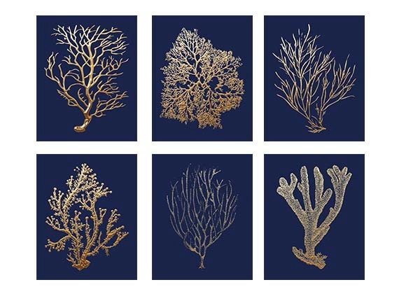 Navy Gold Art Gold Coral Prints On Navy Navy Gold Sea Coral