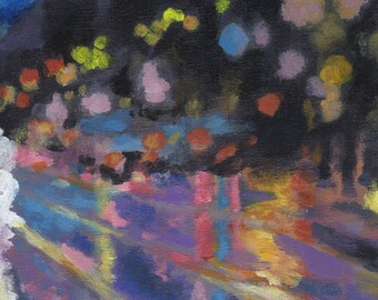 Original City Lights Abstract Acrylic Painting