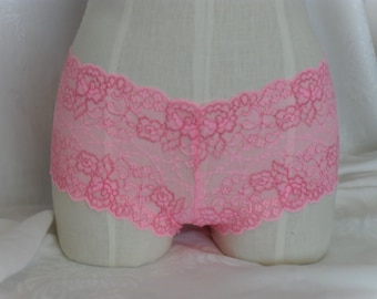 stretch lace boy pink cheeky shorts panties short