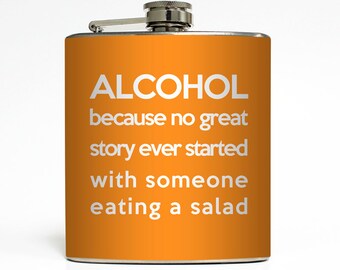 Funny Alcohol Definition Flask Liquid Courage Groomsmen Drinking Guys 21 Birthday Gift - Stainless Steel 6 oz Alcohol Hip Flask LC-1119