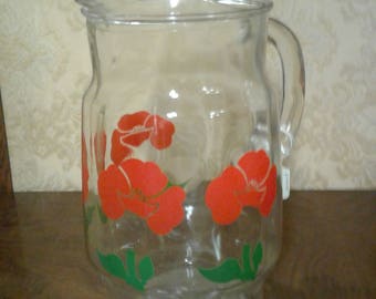 Retro 60's Glass Pitcher with ice lip