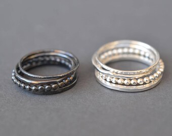 Silver Stacking Rings- set of 4- thin silver ring set, dainty ring set, thin modern rings, simple ring set, minimalist rings, thin ring set