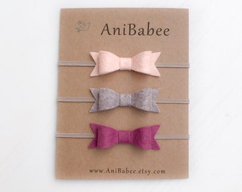 Felt Bow Headband, Baby Headband Set, Baby Bow Headband Set, Newborn Headband, Felt Bows, Baby Hair Bows, Baby Bows, Baby Accessories
