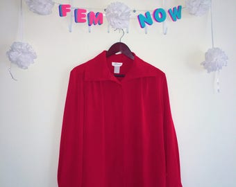 Vintage 1980s Blouse, K. Arnold - Oversized Neck