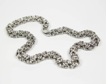 Byzantine-3 Necklace, Chainmaille Necklace, Stainless Steel, Byzantine Necklace, Chainmail, Chain Maille, Mens Necklace, Mens Jewelry