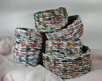 Handmade upcycled paper basket