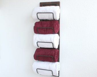Rustic Hand Towel Rack | Towel Holder | Wood Towel Rack | Towel Hanger | Bathroom Storage Organizer | Housewarming Gift