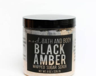 Sugar Scrub | Black Amber Scrub | Exfoliating Scrub | Patchouli Sugar Scrub | Unisex Sugar Scrub | Whipped Sugar Scrub | Bath and Beauty
