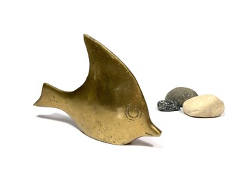 Brass Angelfish Figurine, Brass Figurine, Brass Fish, Brass Angelfish Sculpture, Animal Figurine, Brass Animal Figurine, MCM 60s
